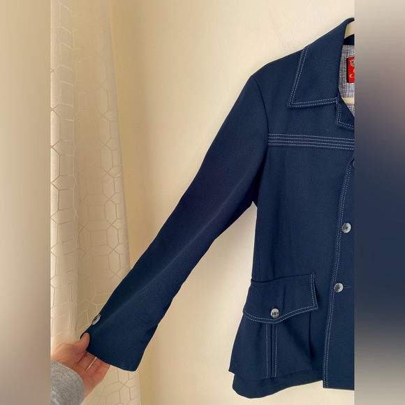 Vintage contrast stitching navy blazer - Picture 13 of 16